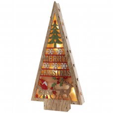 Χριστουγεννιάτικο Ξύλινο Διακοσμητικό Δεντράκι, με 5 LED (34cm)